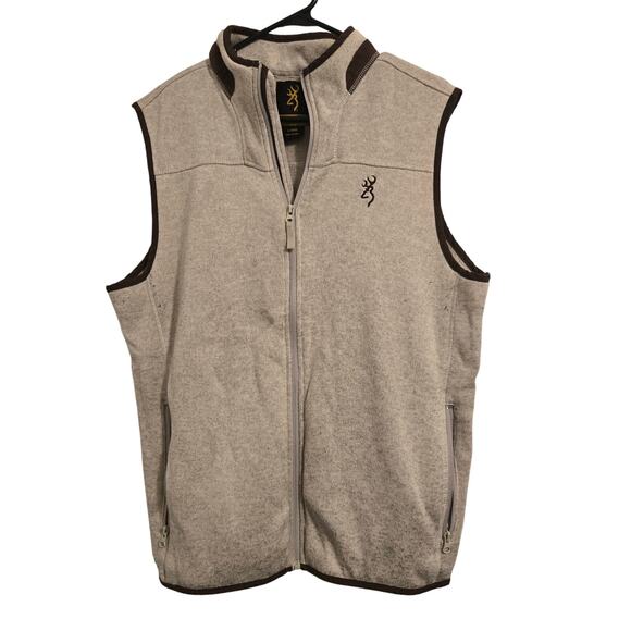 Browning Soft Shell Vest Tan Brown Full Zip Hunting Outdoor Hiking Size Large - Picture 1 of 8